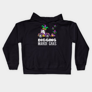 Kids Digging Mardi Gras Bulldozer Truck Cute Boys Kids Hoodie